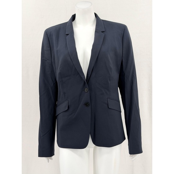 Hugo Boss Blazer Womens 14 Navy Wool Stretch Jiletara Jacket Designer Minimalist